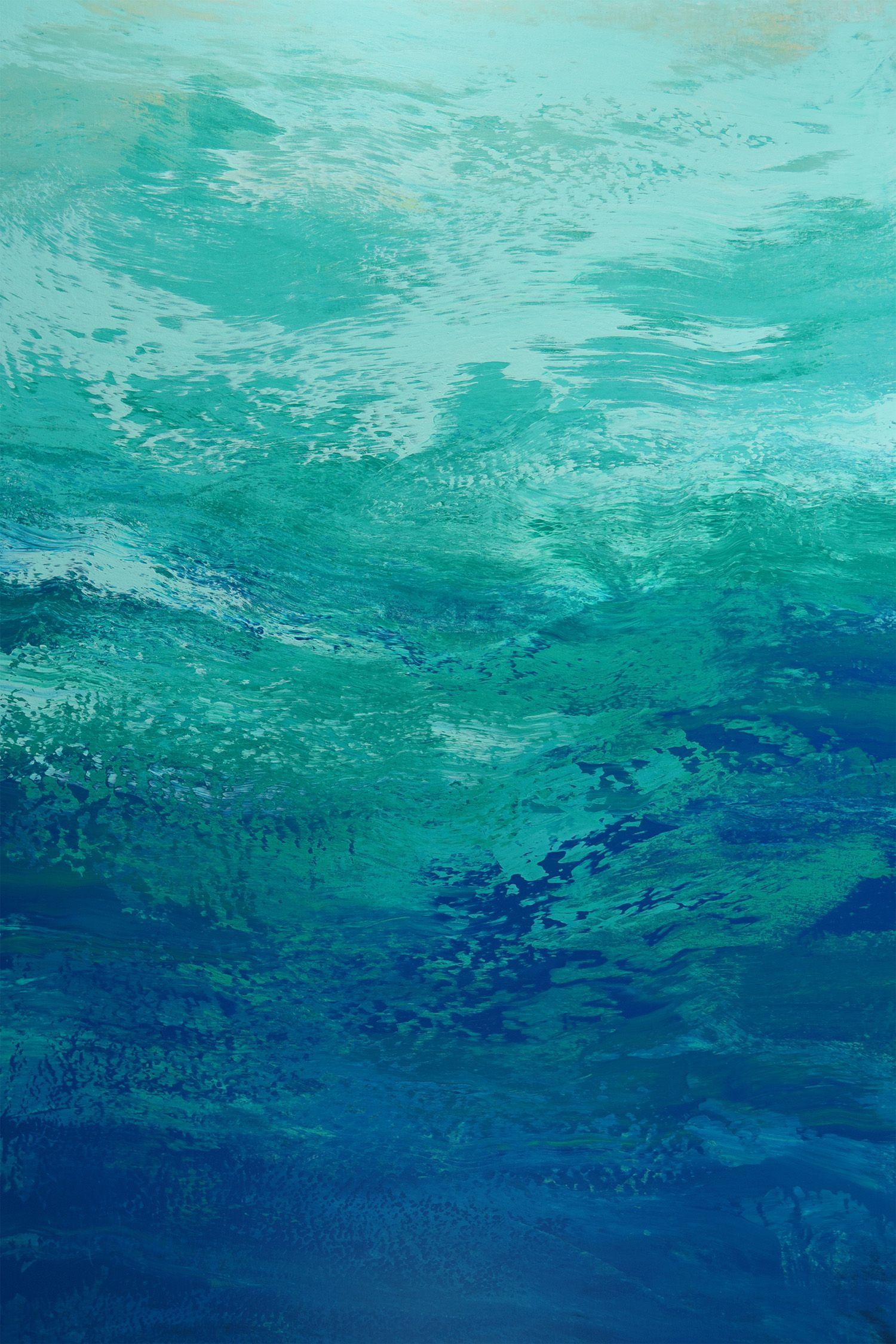 Abstract Painting Suzanne Vaughan - Aquatic Blues - Abstrait Seascape Color Field, Peinture, Acrylique sur Toile