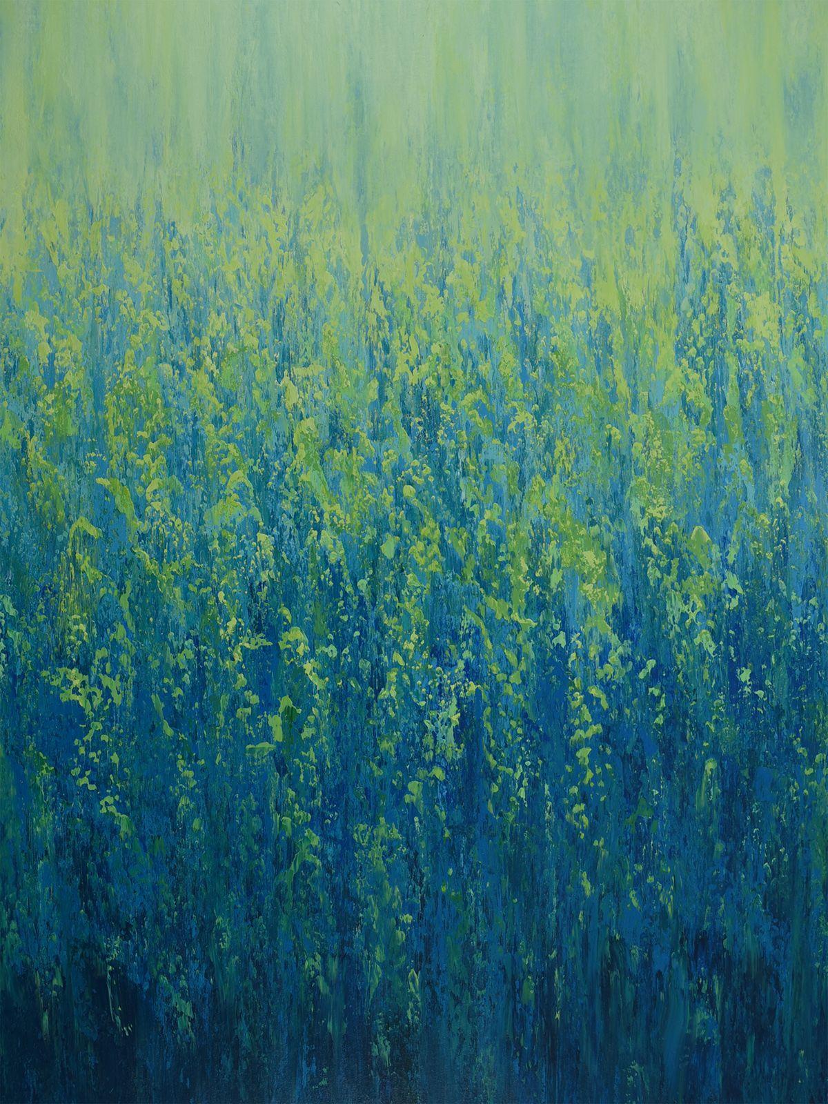 Suzanne Vaughan Abstract Painting - Blue Effervescence - Textured Nature Abstract, Painting, Acrylic on Canvas