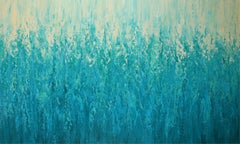 Aquarelles bleues texturées abstraites, peinture, acrylique sur toile