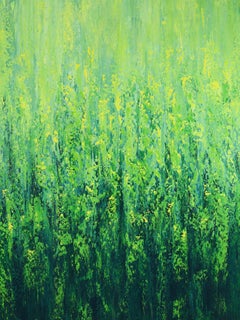 Cascading Green - Modern Nature Abstract, Painting, Acrylic on Canvas