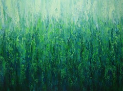 Cascading Greens - Modern Nature Abstract, Painting, Acrylic on Canvas