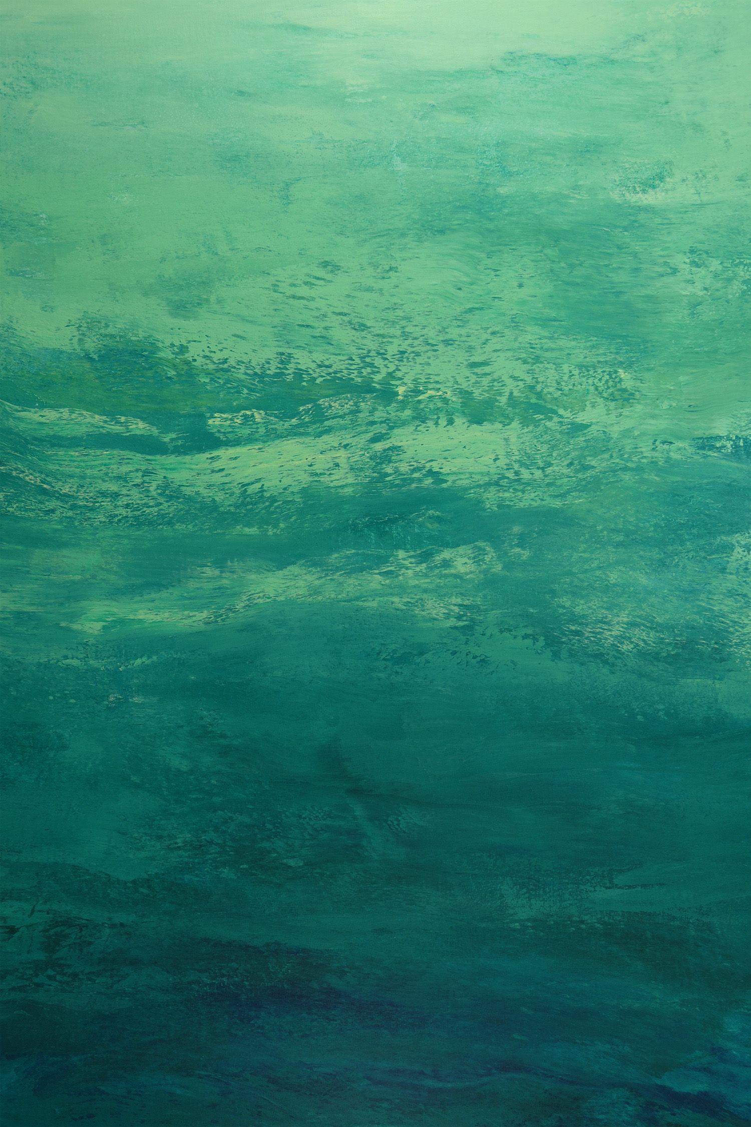 Suzanne Vaughan Abstract Painting - Deep Sea Green - Modern Abstract Seascape, Painting, Acrylic on Canvas