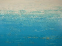Soothing Turquoise - Gestural Textured Seascape, Painting, Acrylic on Canvas