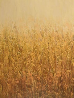 Field éclairé - Nature abstraite texturée, peinture, acrylique sur toile