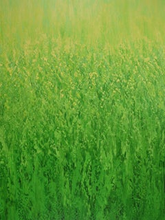 Sunshine Greens - Textured Green Nature Abstract, Painting, Acrylic on Canvas