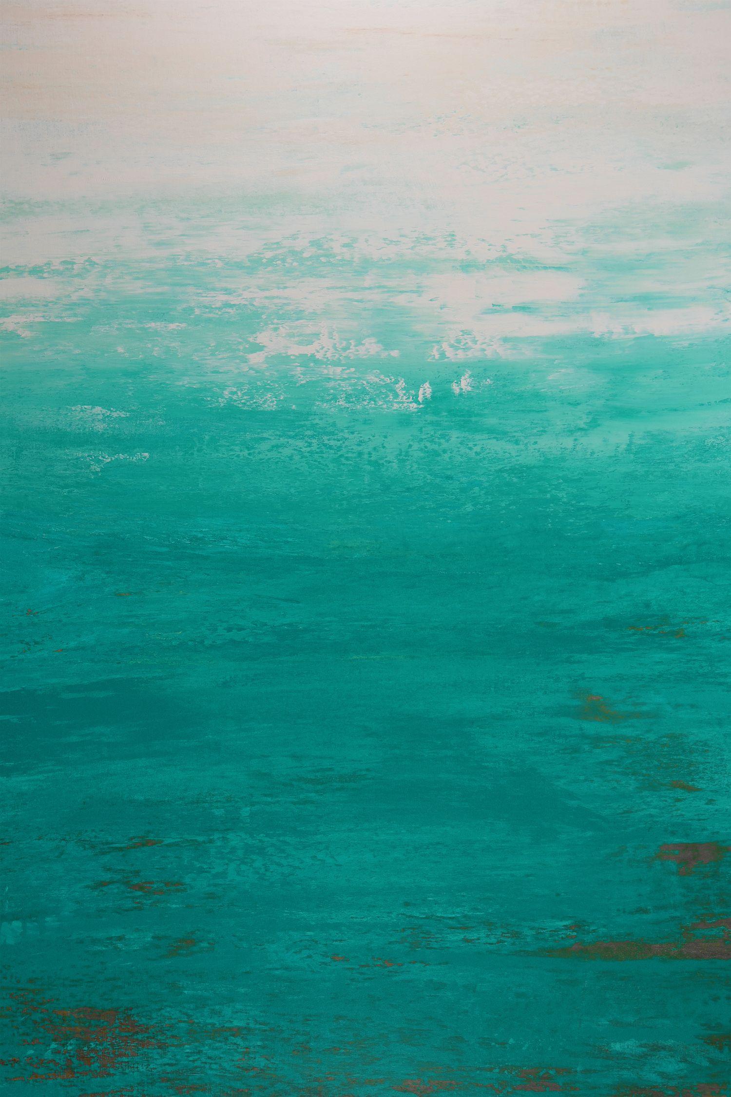 Tidal Flow – Moderne abstrakte Teal- Meereslandschaft, Gemälde, Acryl auf Leinwand – Painting von Suzanne Vaughan