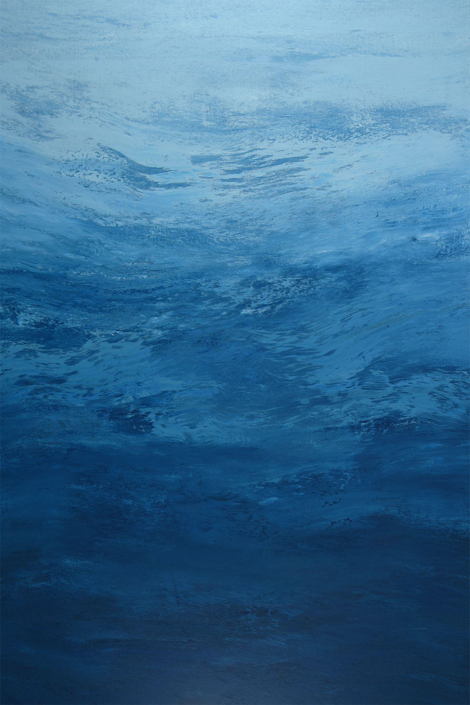 Suzanne Vaughan Abstract Painting - Tranquil Blue - Modern Abstract Seascape, Painting, Acrylic on Canvas