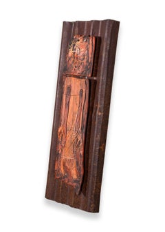 Suzanne Wallace Mears Mixed Media Ceramic and Metal Wall Sculpture
