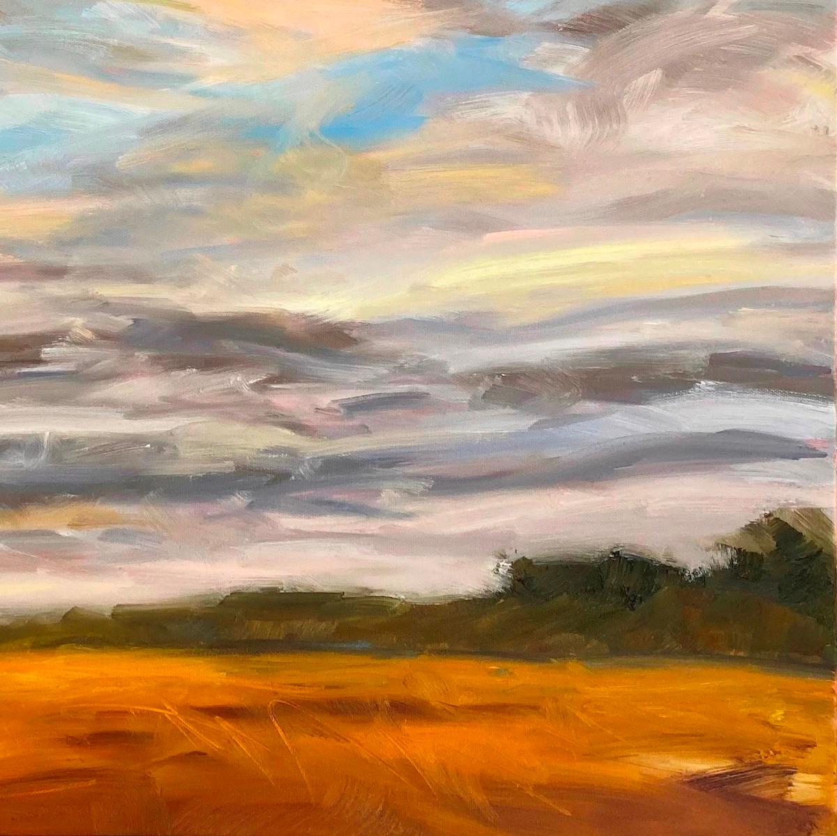Golden Days, Contemporary Landscape painting, Impressionist Style Rural Art For Sale 1