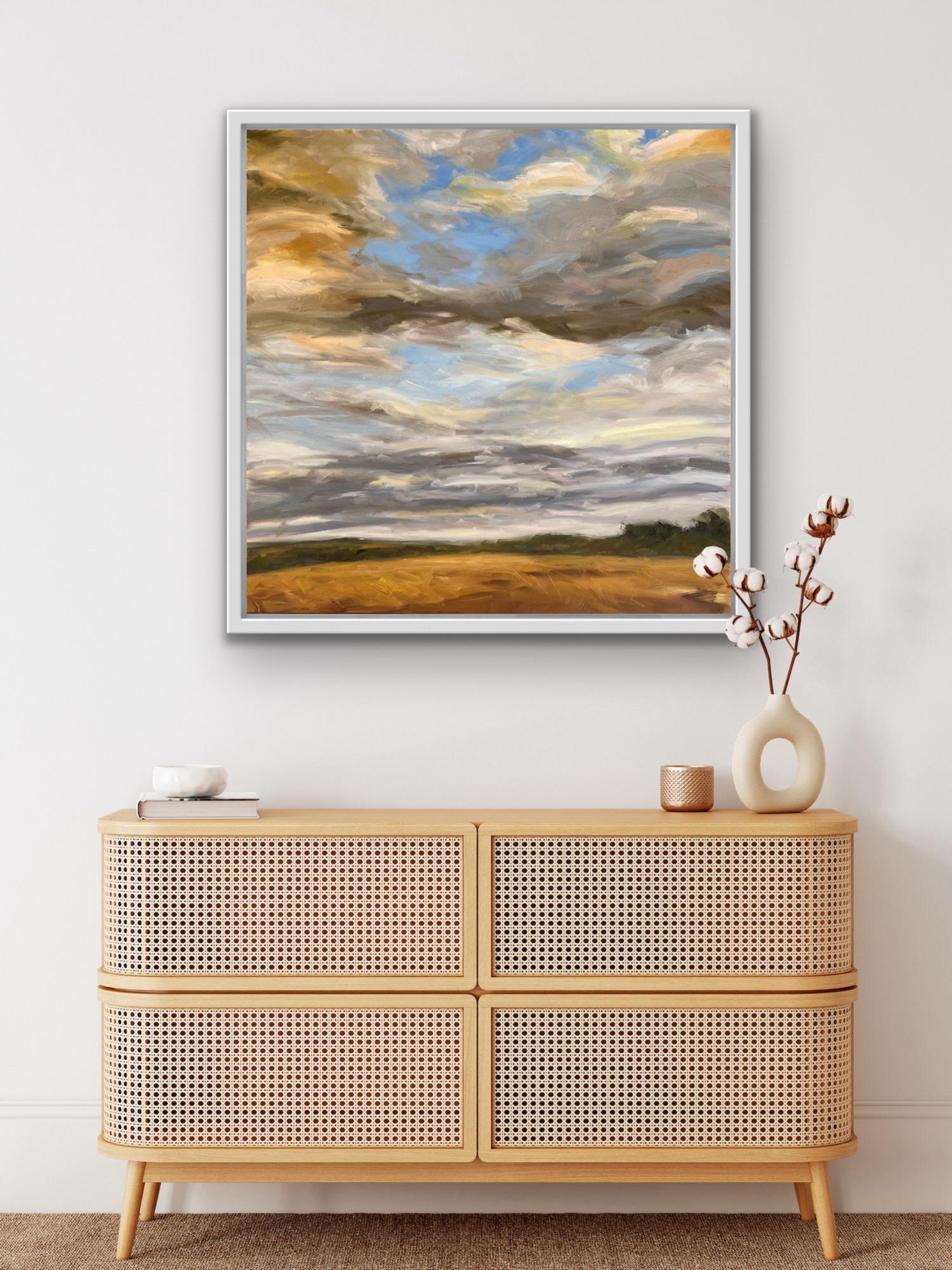Golden Days, Contemporary Landscape painting, Impressionist Style Rural Art For Sale 4