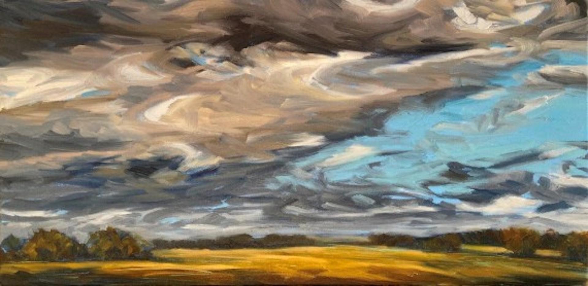 Autumn Day II, Suzanne Winn, Original Landscape Skyscape Painting, Affordable For Sale 1