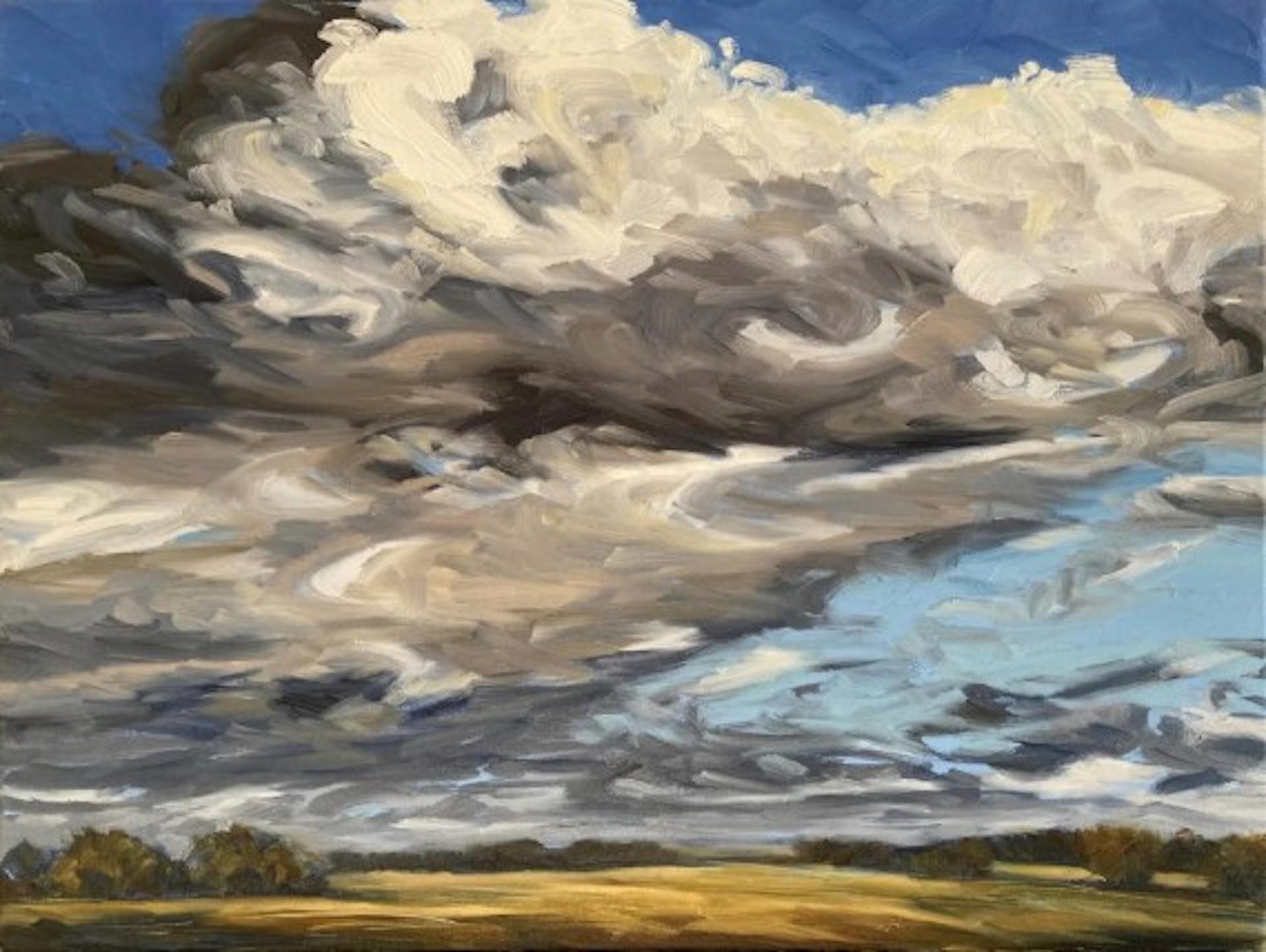 Herbsttag II, Suzanne Winn, Original-Landschafts-Wolkenlandschaftsgemälde, preiswert