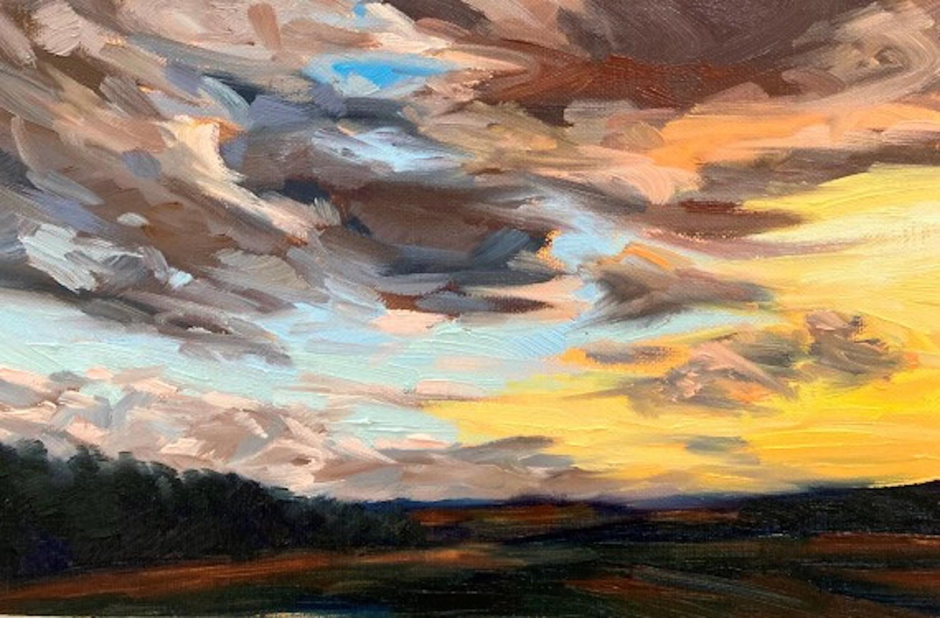 Autumn Evening III, Suzanne Winn, Original Oil Landscape Skyscape Painting 3
