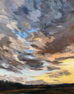 Autumn Evening III, Suzanne Winn, Original Oil Landscape Skyscape Painting