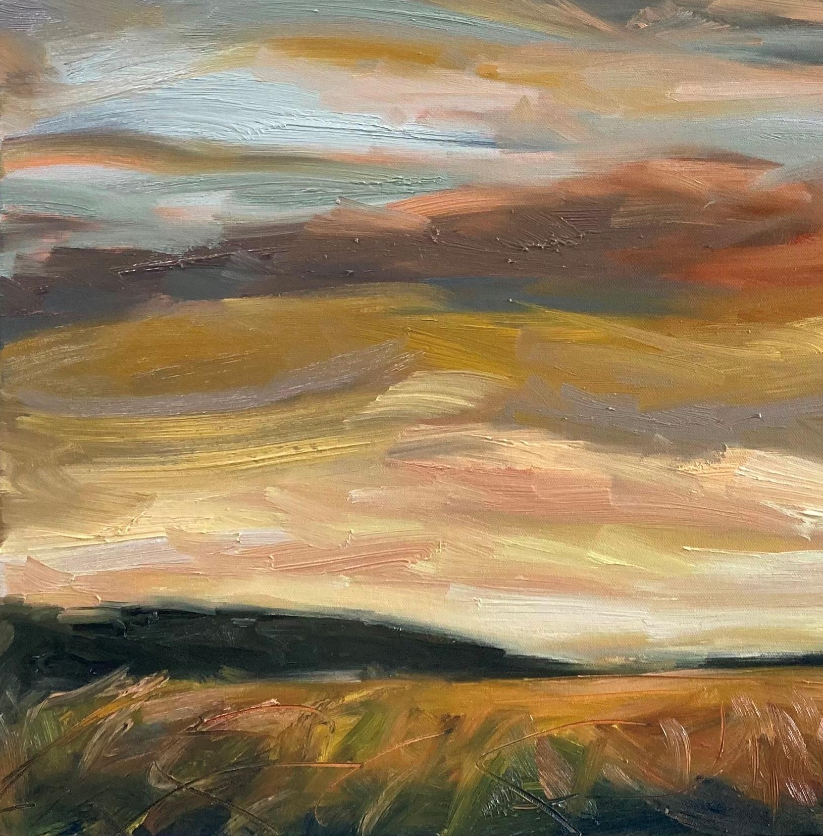 Autumn Skies V, Original Oil Painting, Landscape, Sunset, Sky, Nature, Outdoors For Sale 1