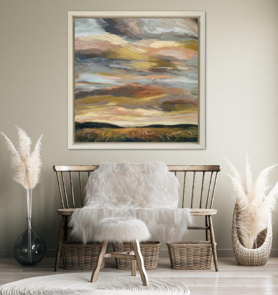 Autumn Skies V, Original Oil Painting, Landscape, Sunset, Sky, Nature, Outdoors For Sale 3