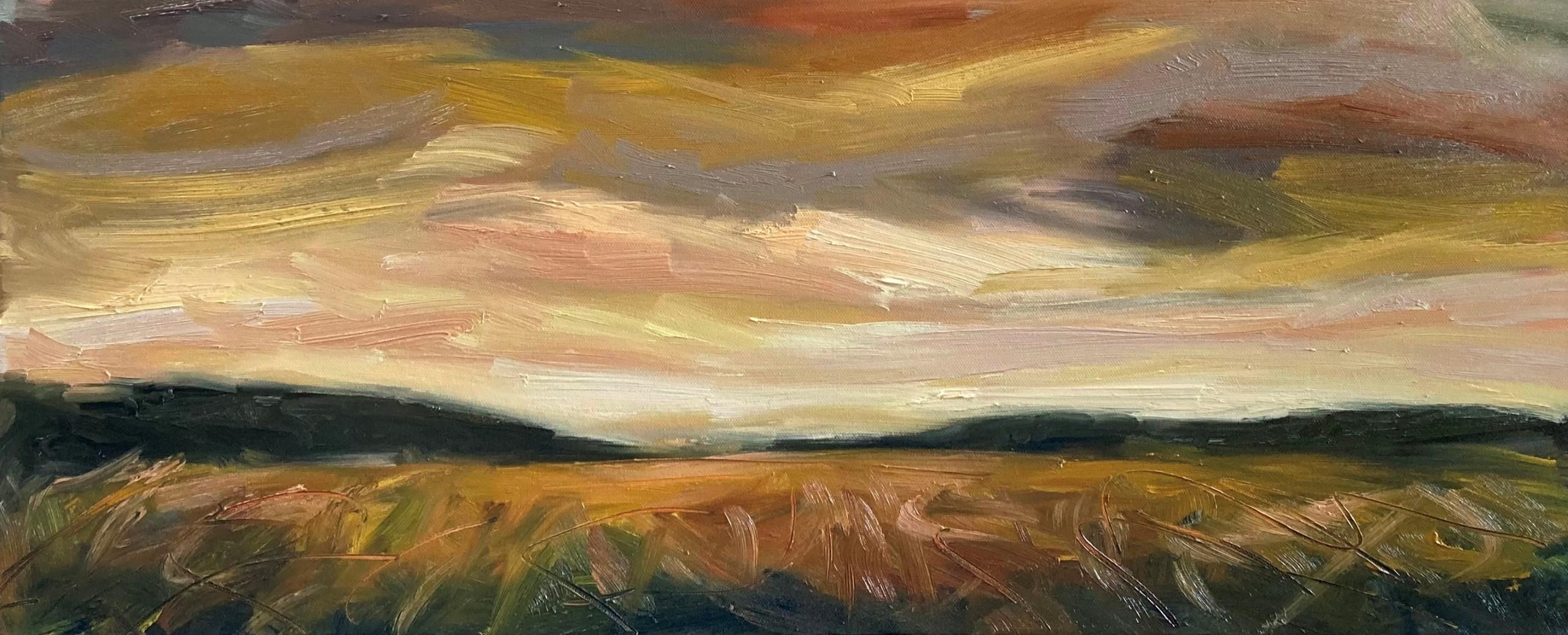 Autumn Skies V, Original Oil Painting, Landscape, Sunset, Sky, Nature, Outdoors For Sale 4