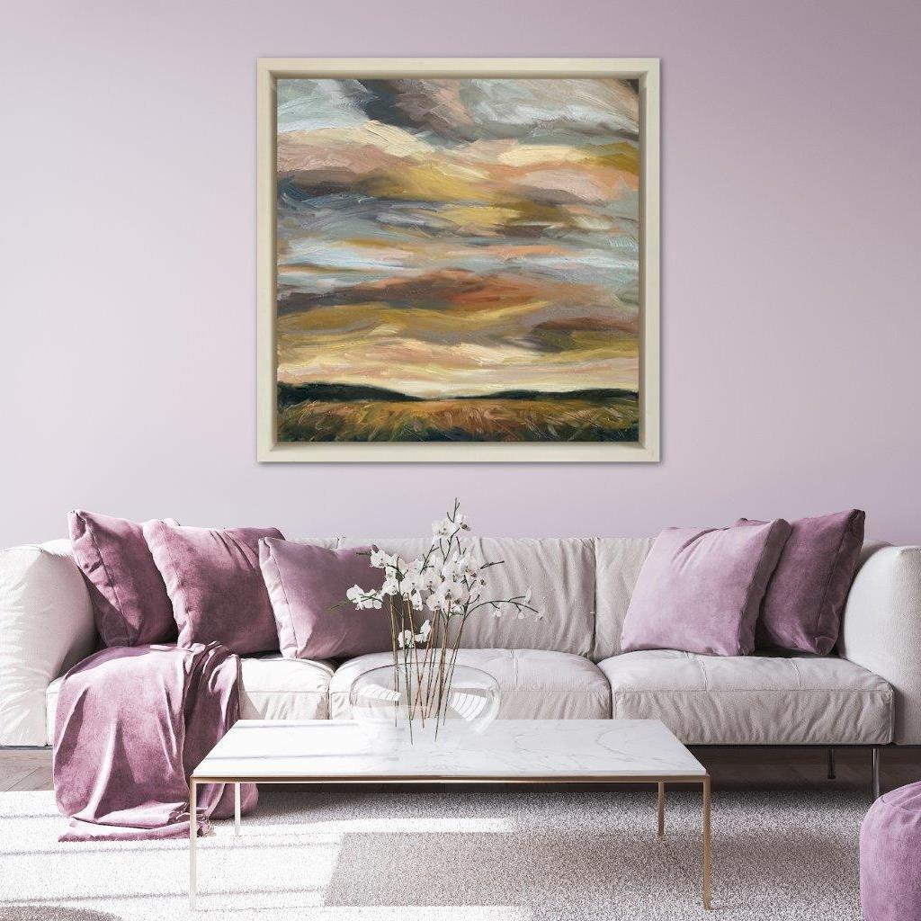Autumn Skies V, Original Oil Painting, Landscape, Sunset, Sky, Nature, Outdoors For Sale 5
