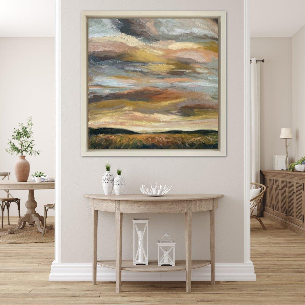 Autumn Skies V, Original Oil Painting, Landscape, Sunset, Sky, Nature, Outdoors For Sale 6