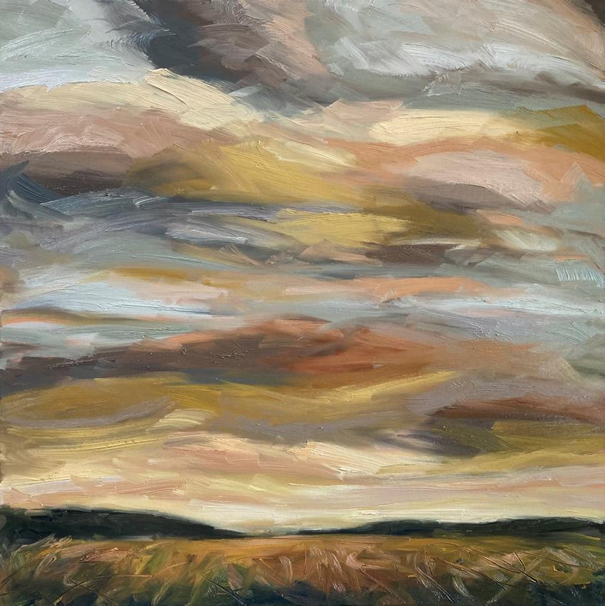 Autumn Skies V, Original Oil Painting, Landscape, Sunset, Sky, Nature, Outdoors For Sale 7