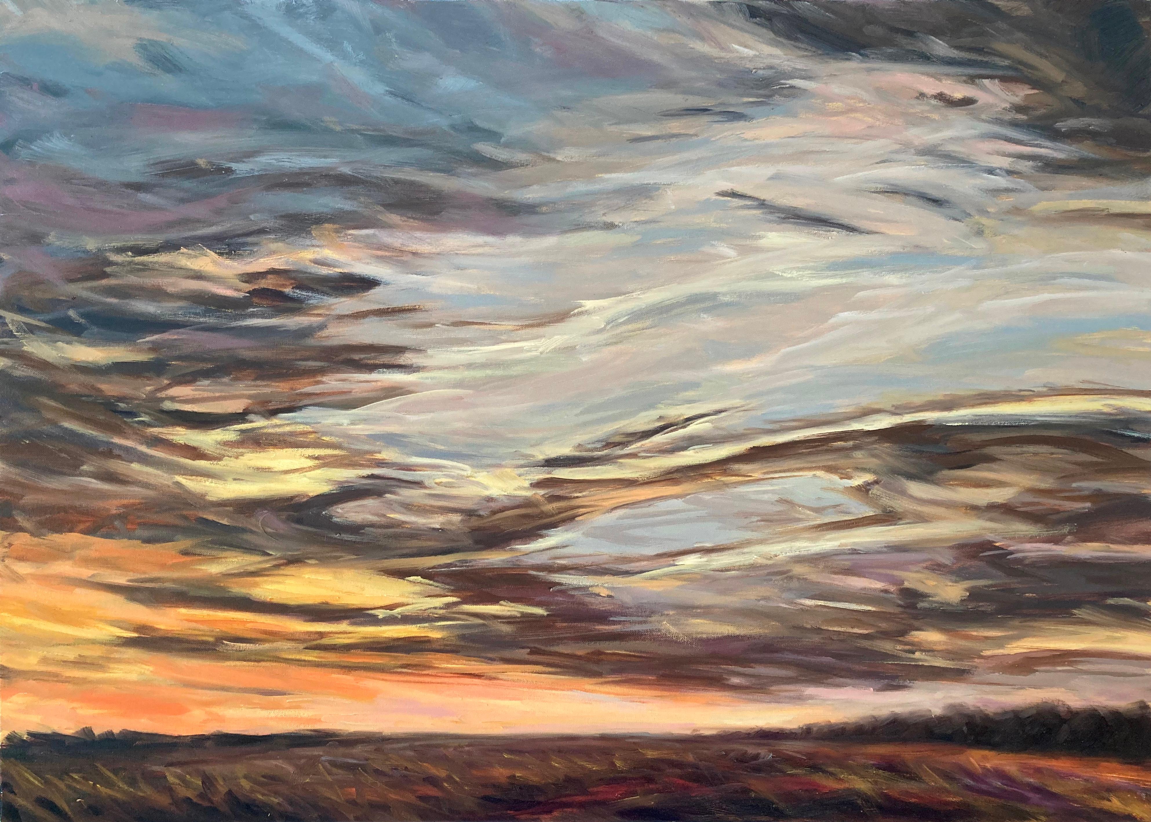 Catching the Light: Glowing Sky V - Abstract Impressionist Painting by Suzanne Winn