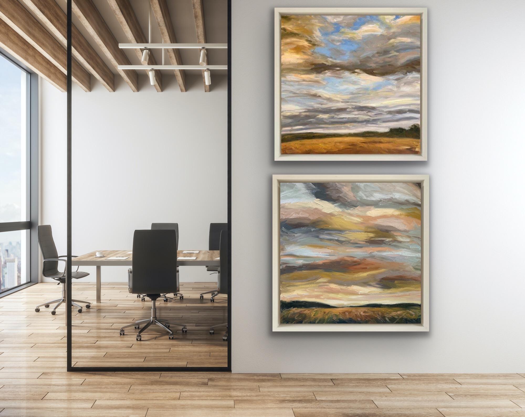Diptych of Autumn skies V and Golden Days, Original painting, Landscape For Sale 1