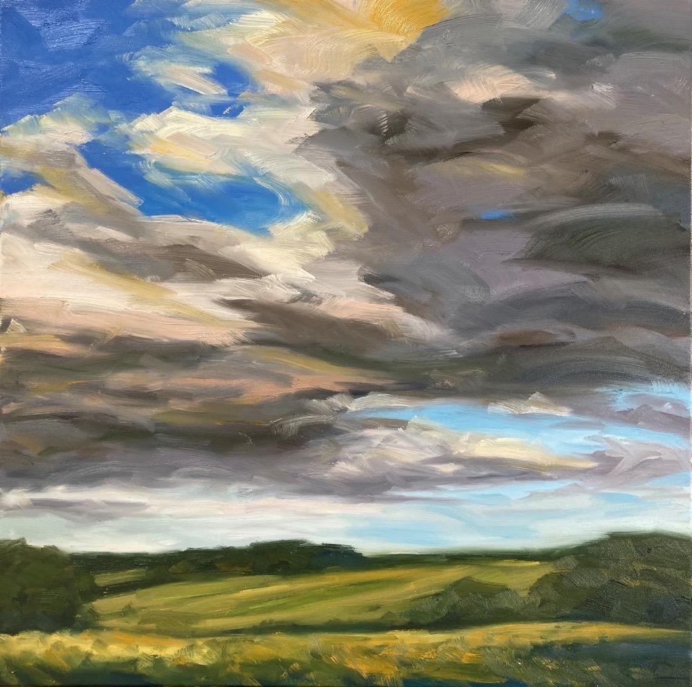 Diptychon von Summer Fresh I und Schweben auf einer Brise, Originalgemälde, Landschaft – Painting von Suzanne Winn