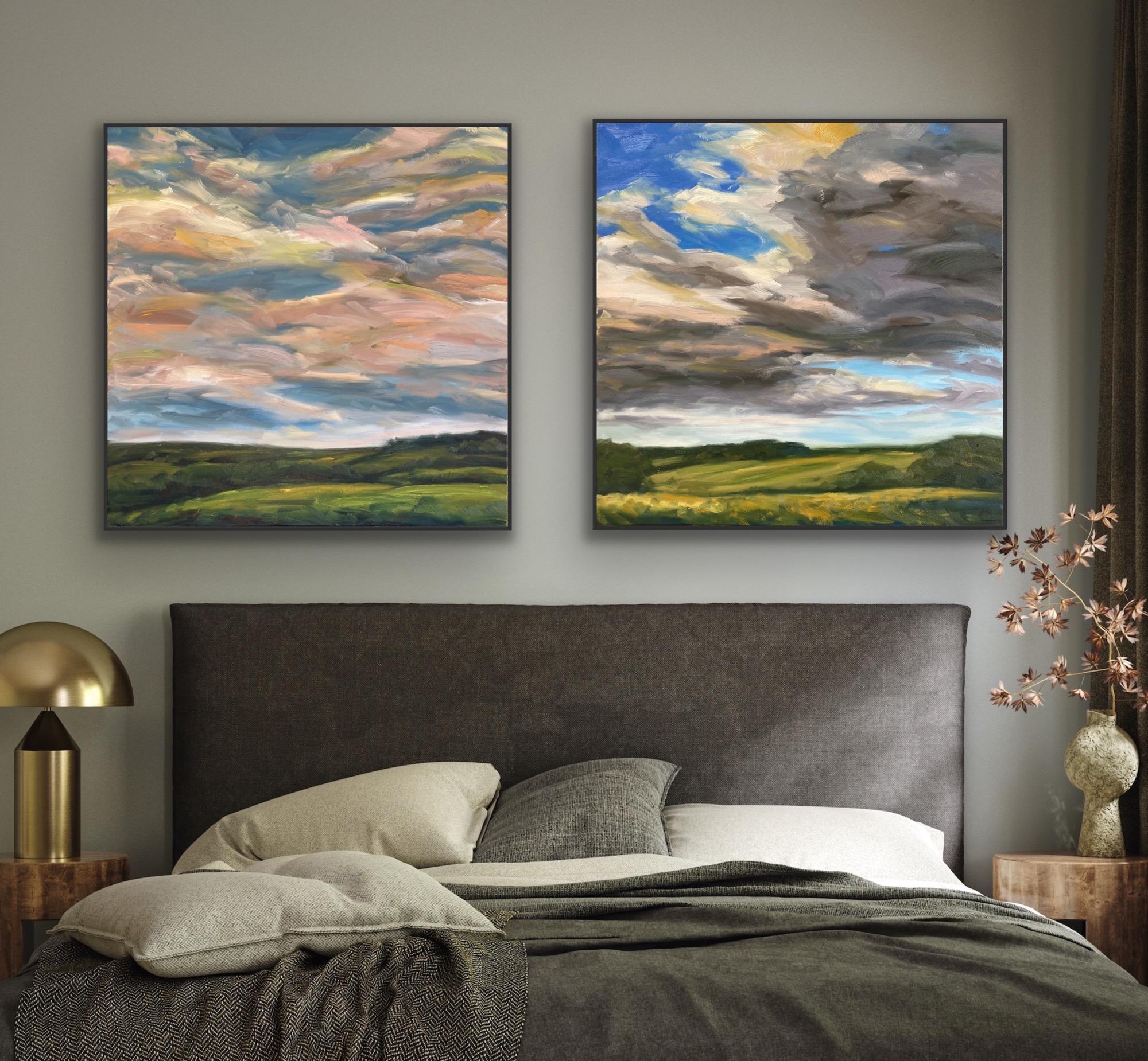 Suzanne Winn Landscape Painting - Diptych of Summer Fresh I and Floating On A Breeze, Original painting, Landscape