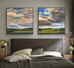 Diptych of Summer Fresh I and Floating On A Breeze, Original painting, Landscape