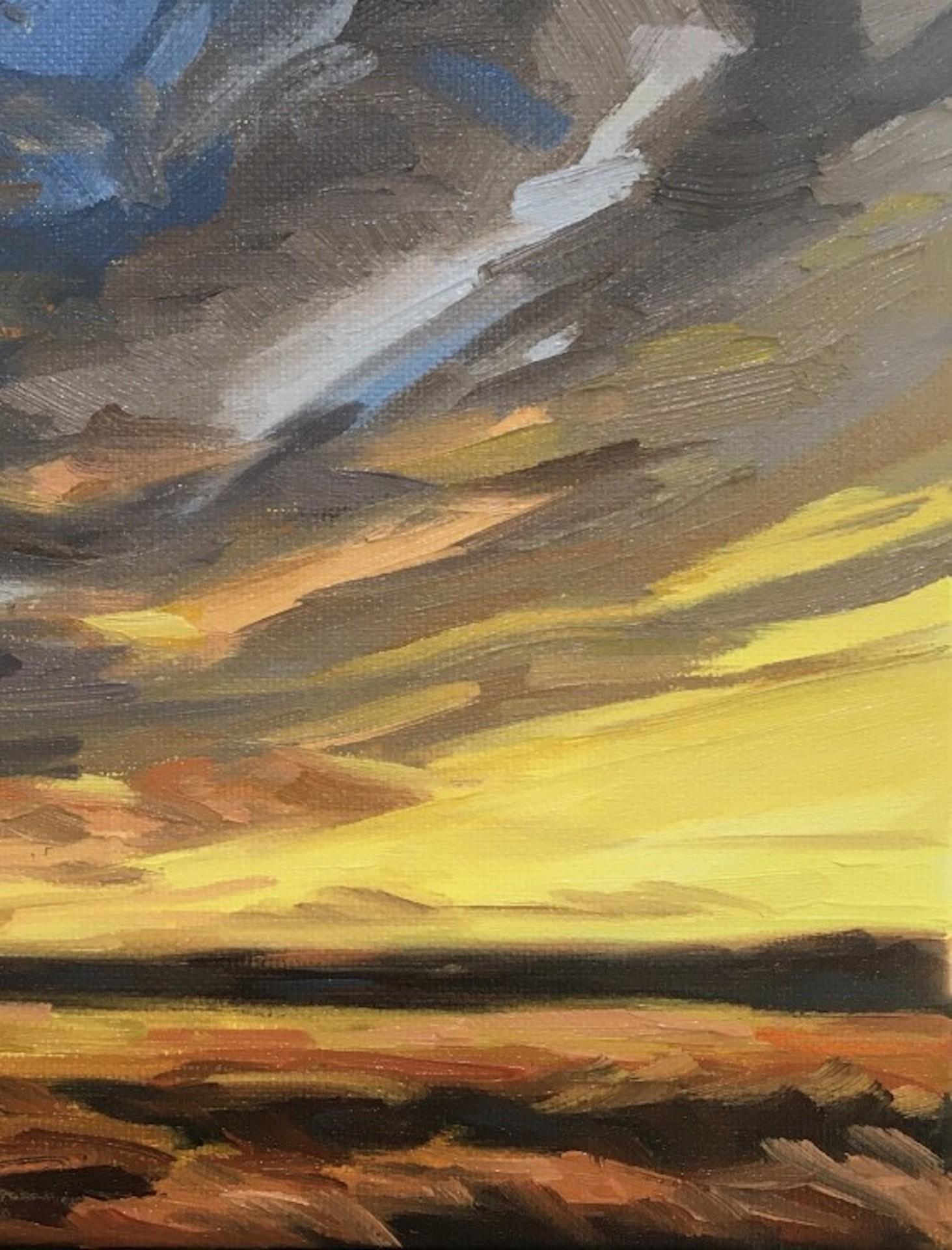 Luminaire de soirée Across The Fields II, Suzanne Winn, peinture de paysage d'origine en vente 2