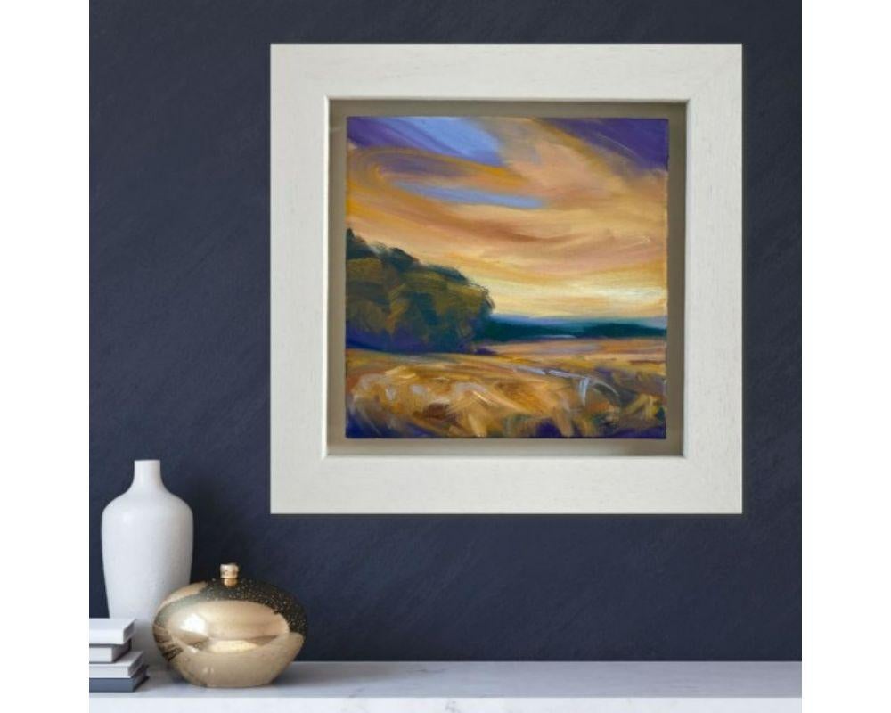 From The Garden In Late Summer by Suzanne Winn [2020]

This painting was inspired by the view from my garden, looking across the golden fields of late summer. The feeling was quite dreamy and the colours were just beautiful. Framed in a bespoke,