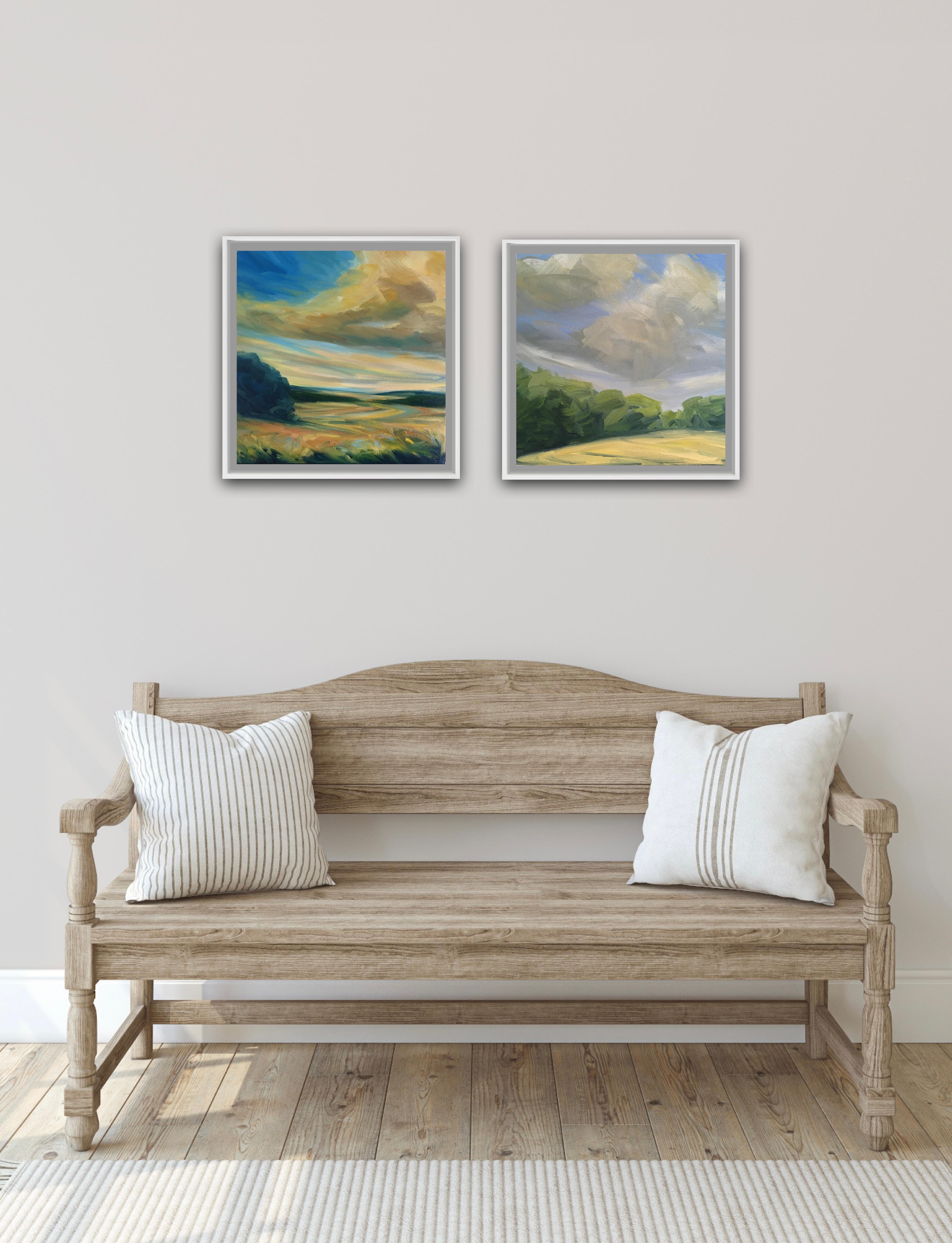 Tarda estate IV e Dittico Sognando l'estate - Abstract Painting Grigio di Suzanne Winn