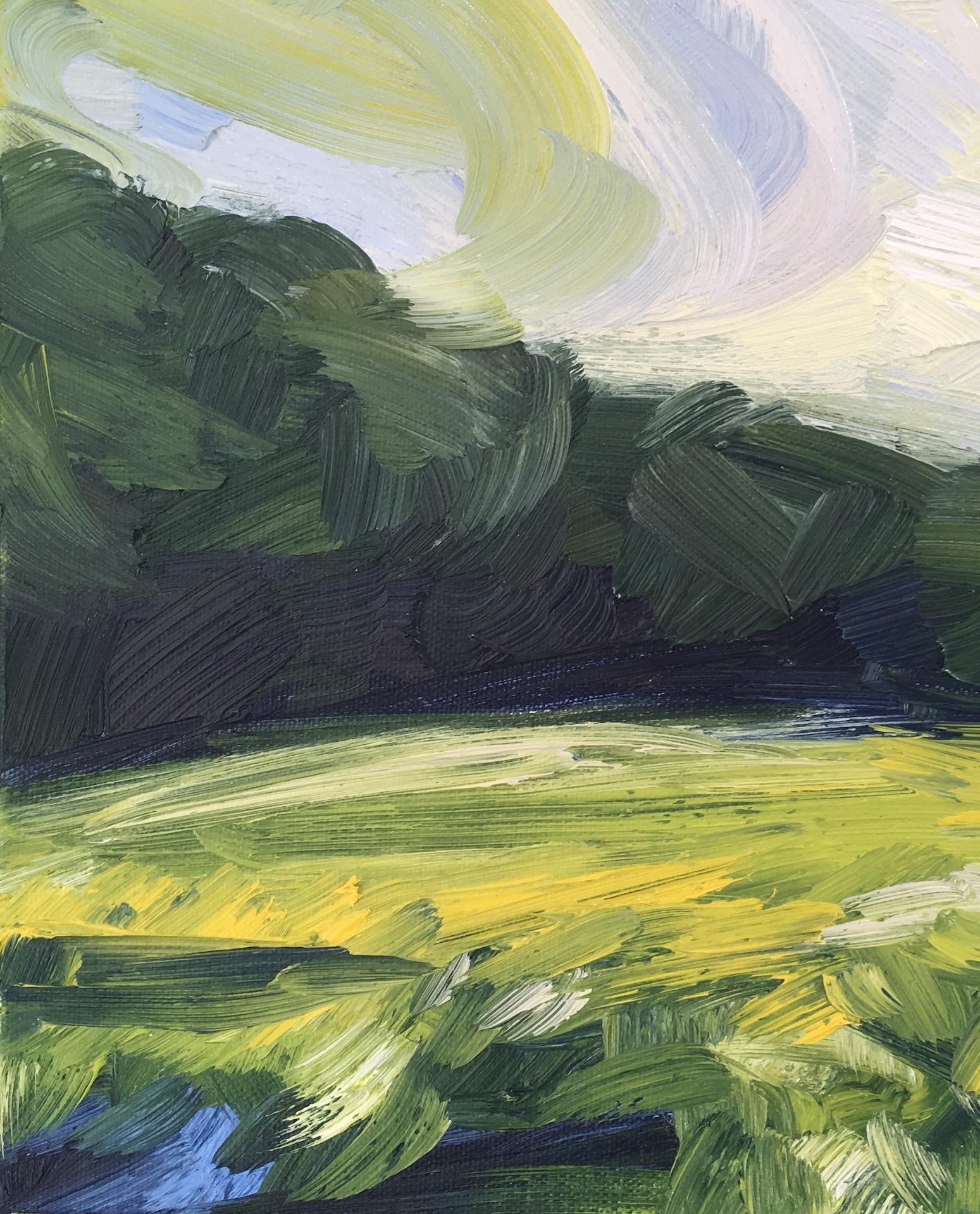 Spring Fields IV, Original Abstract Landscape Painting, Contemporary Rural Art For Sale 6