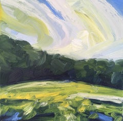 Spring Fields IV, peinture de paysage abstraite originale, art rural contemporain