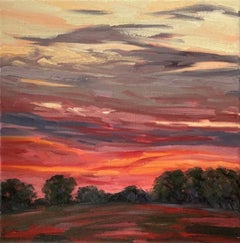 Suzanne Winn, Red Sky At Night II, Original Landscape Painting, 