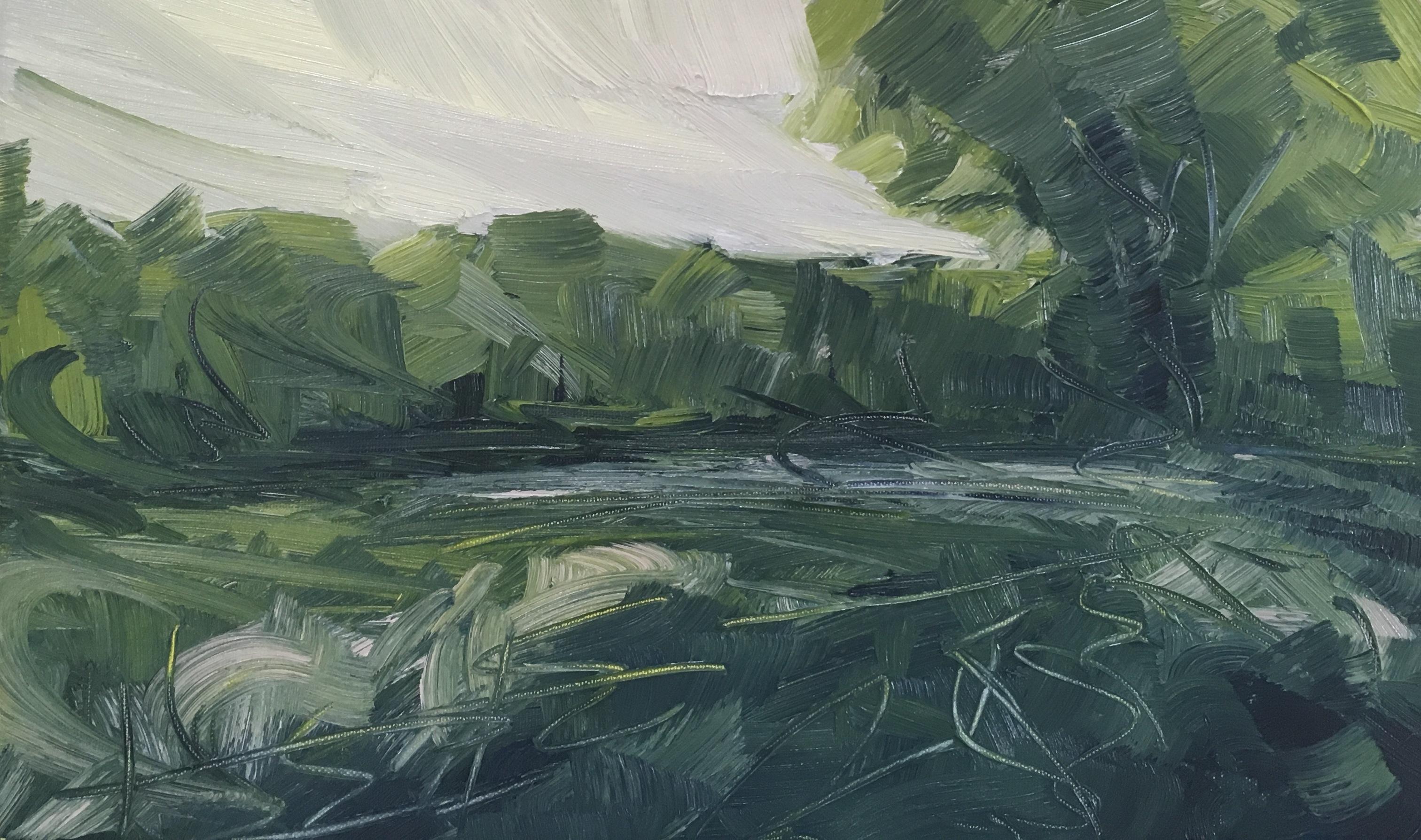 Suzanne Winn, The Hedgerow, Original Landscape Painting, Affordable Art 1