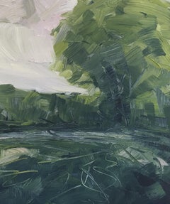 Suzanne Winn, The Hedgerow, Peinture de paysage originale, Art abordable