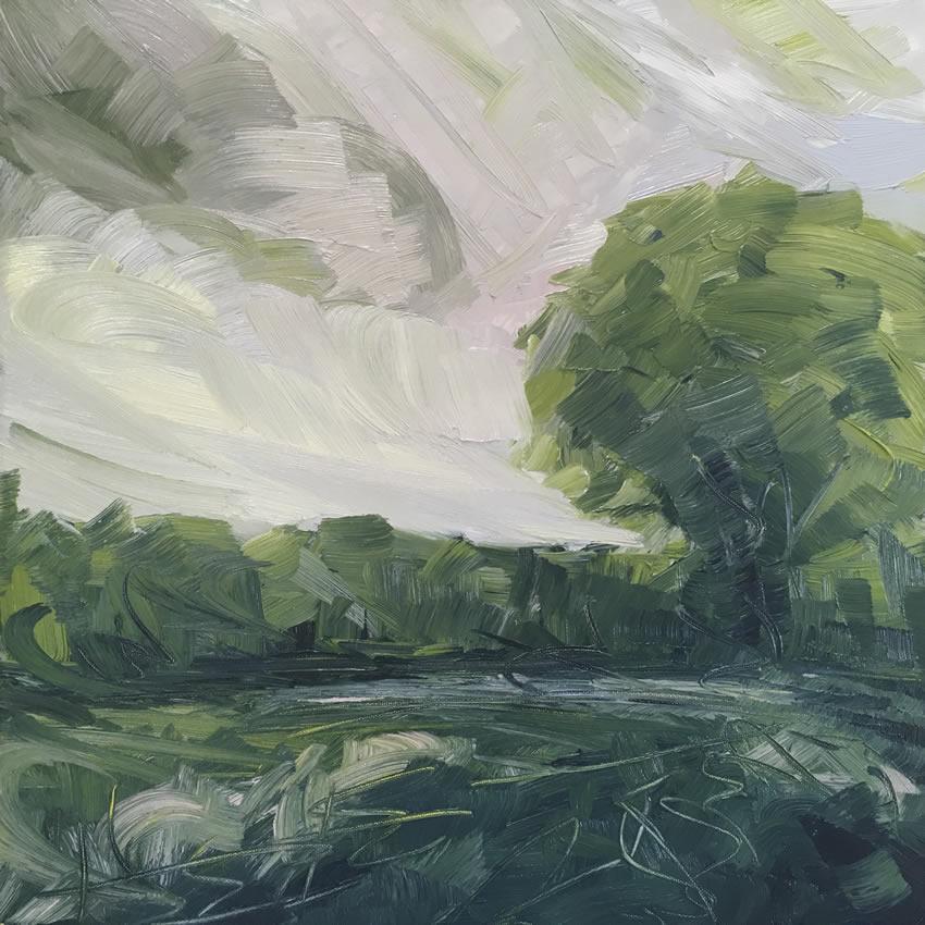 Suzanne Winn Landscape Painting - The Hedgerow, Original paining, Landscape, Nature, Trees