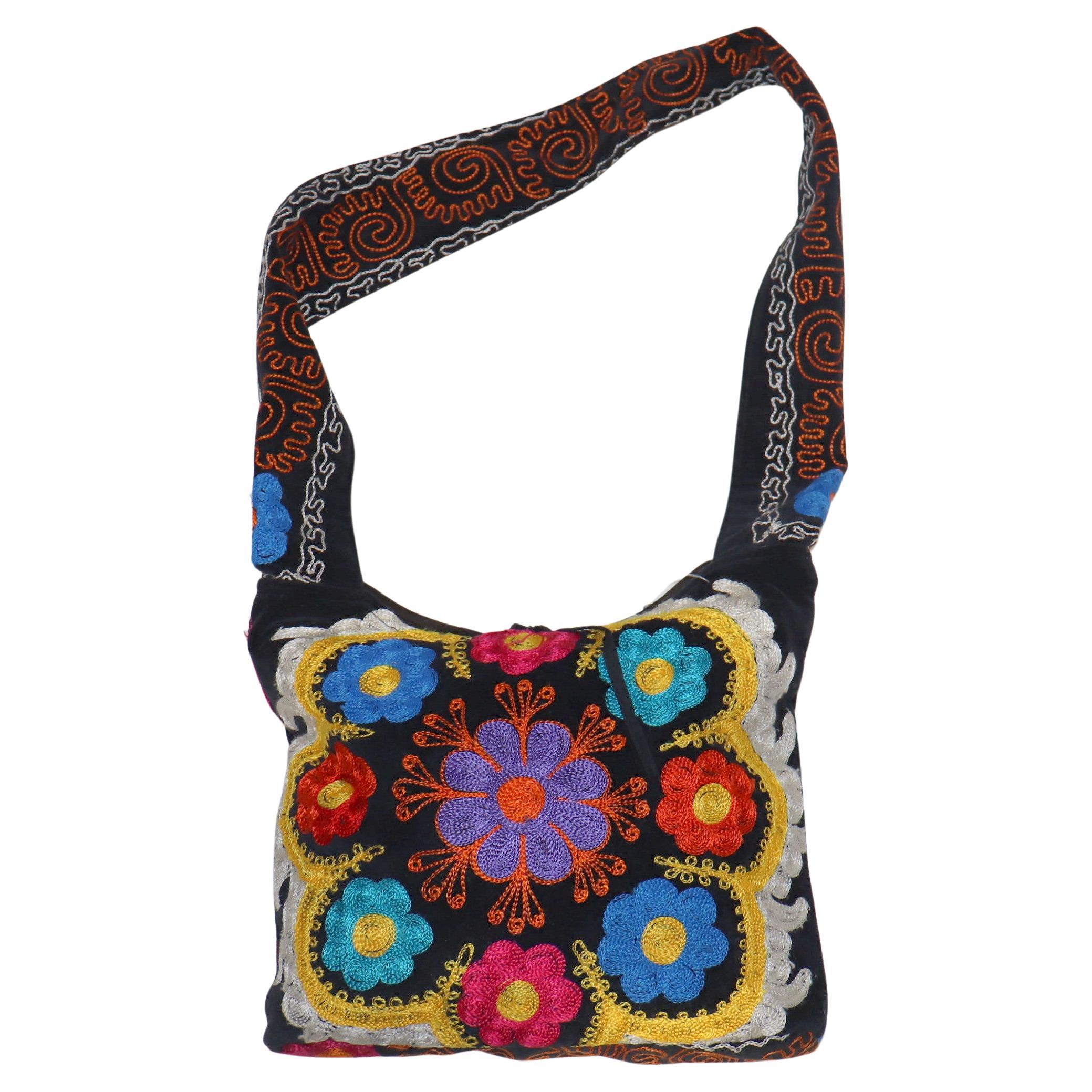 Suzanni Embroidered Textile Handbag For Sale