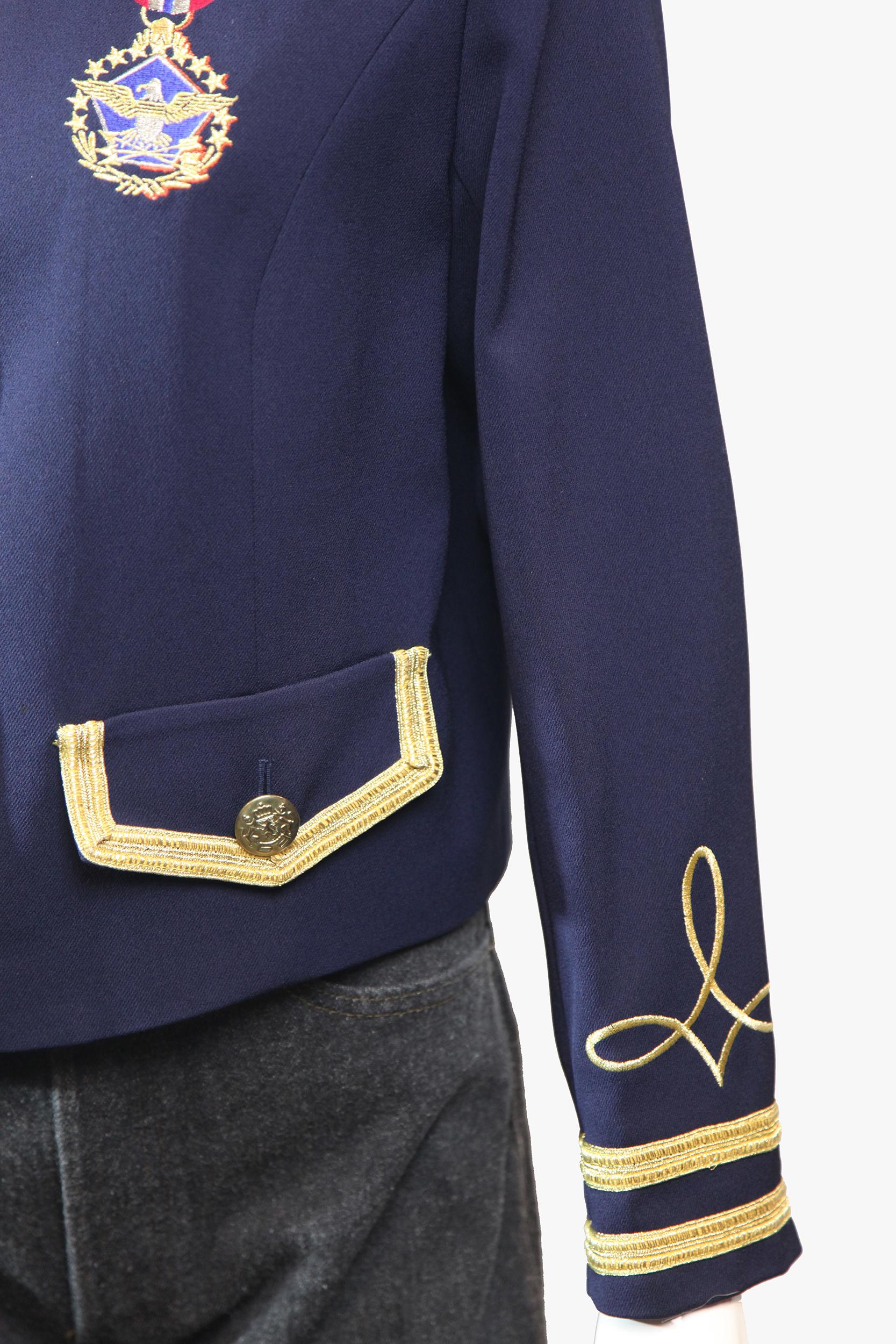 Suzelle Vintage Blazer militare impreziosito blu navy, anni '90 In condizioni buone in vendita a New York, NY
