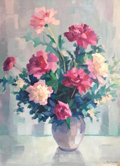 Beautiful Bouquet in Pastel Colours, Oil Painting, Signed