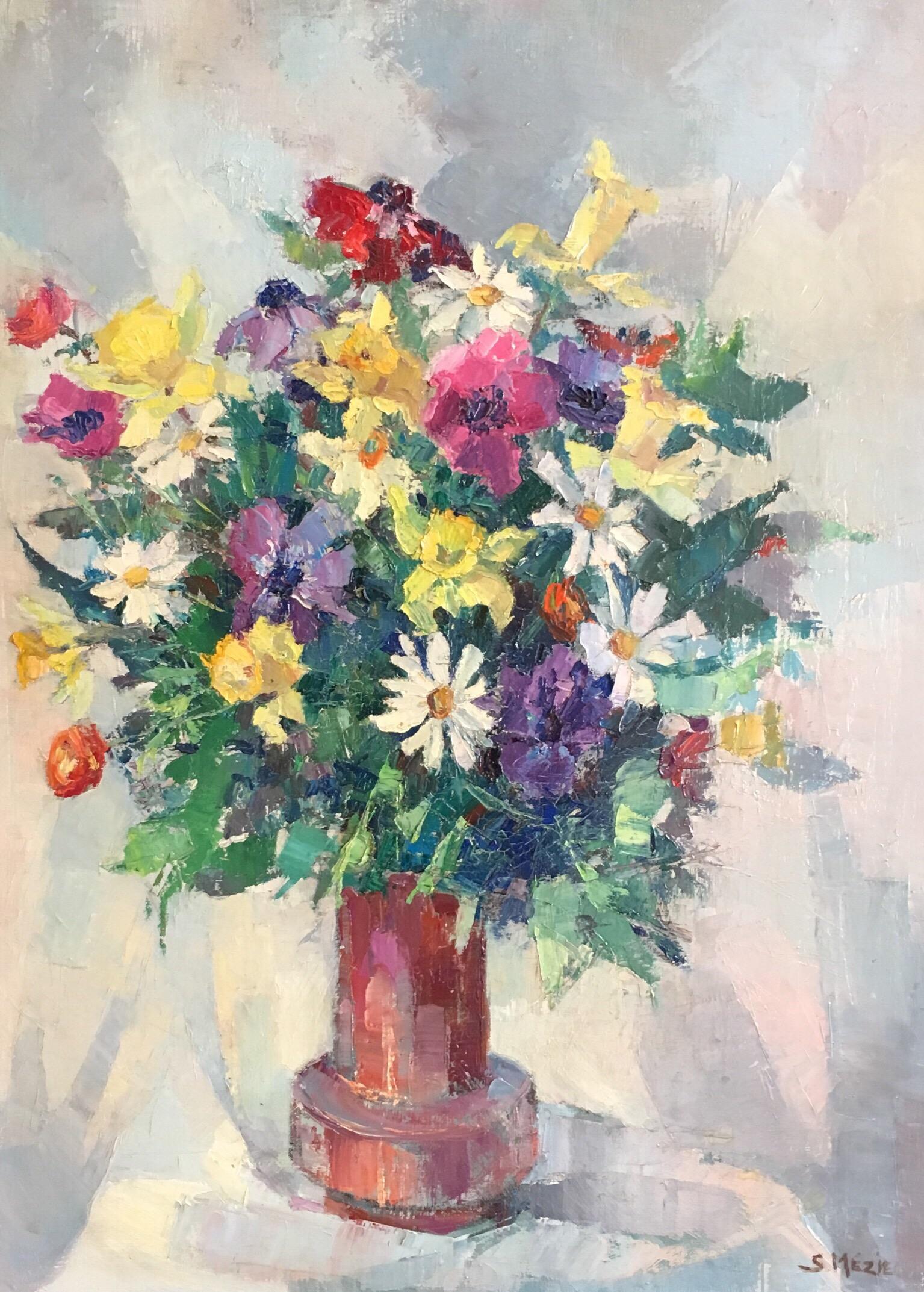 Colourful Floral Bouquet, French Artist, Signed