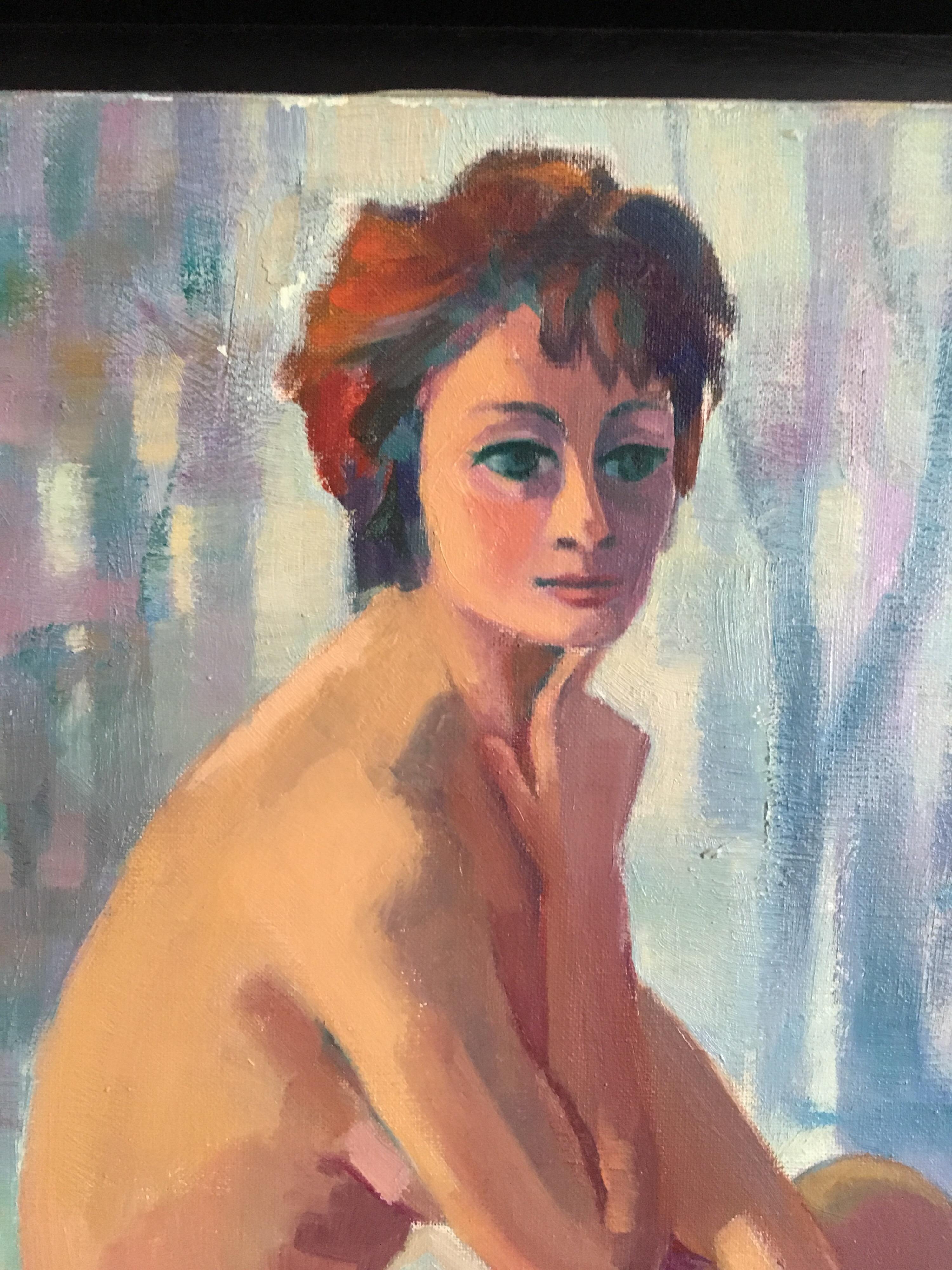 « La Femme Faune », nue, impressionniste d'une jeune femme française, signée, 1970 - Impressionnisme Painting par Suzette Mezie