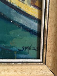 Provencal Fishing Town, Oil Painting, Signed