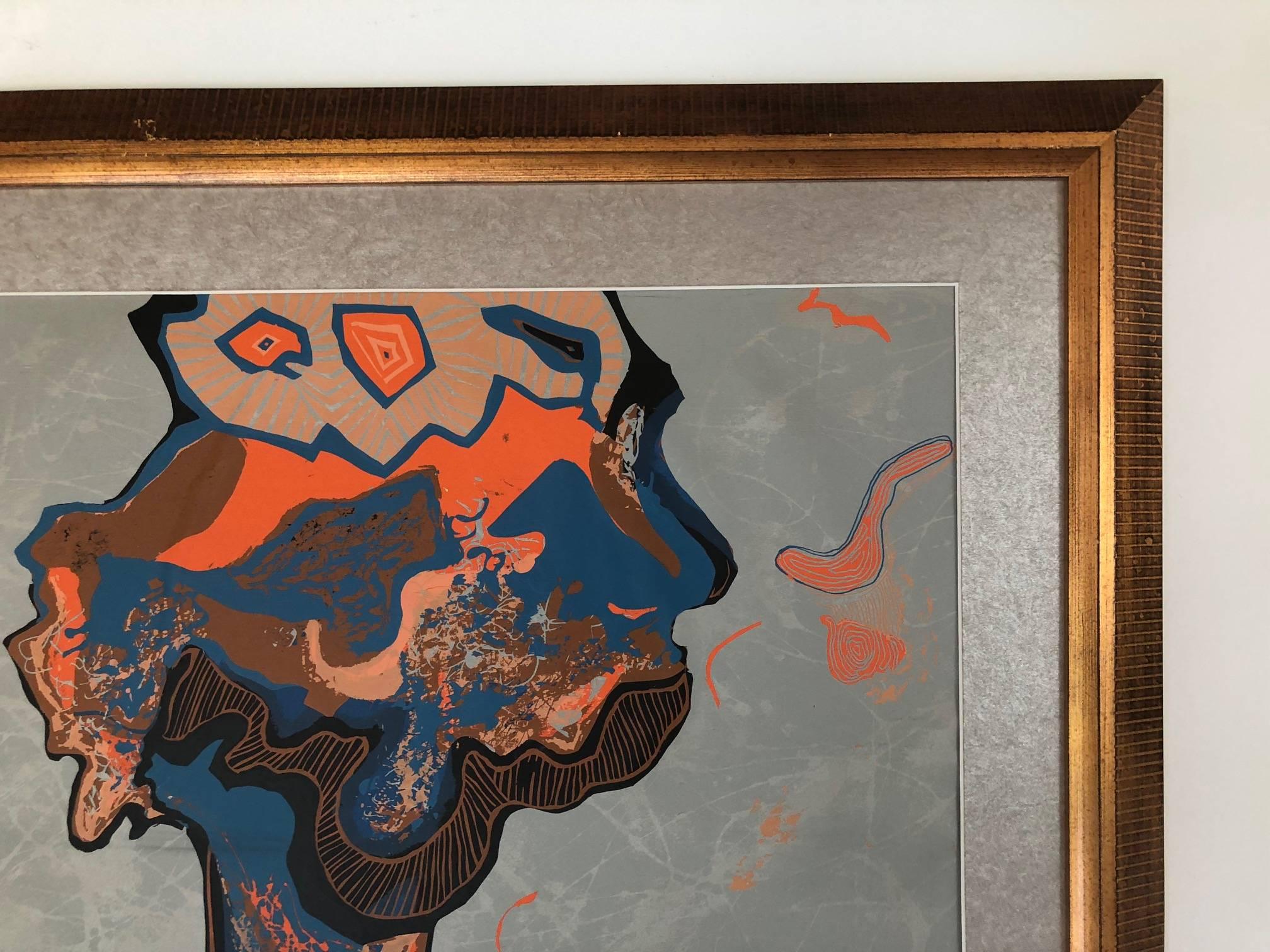 Costaricain Suzi Ferrer Sérigraphie expressionniste abstraite de Lorenzo Homov:: 1966