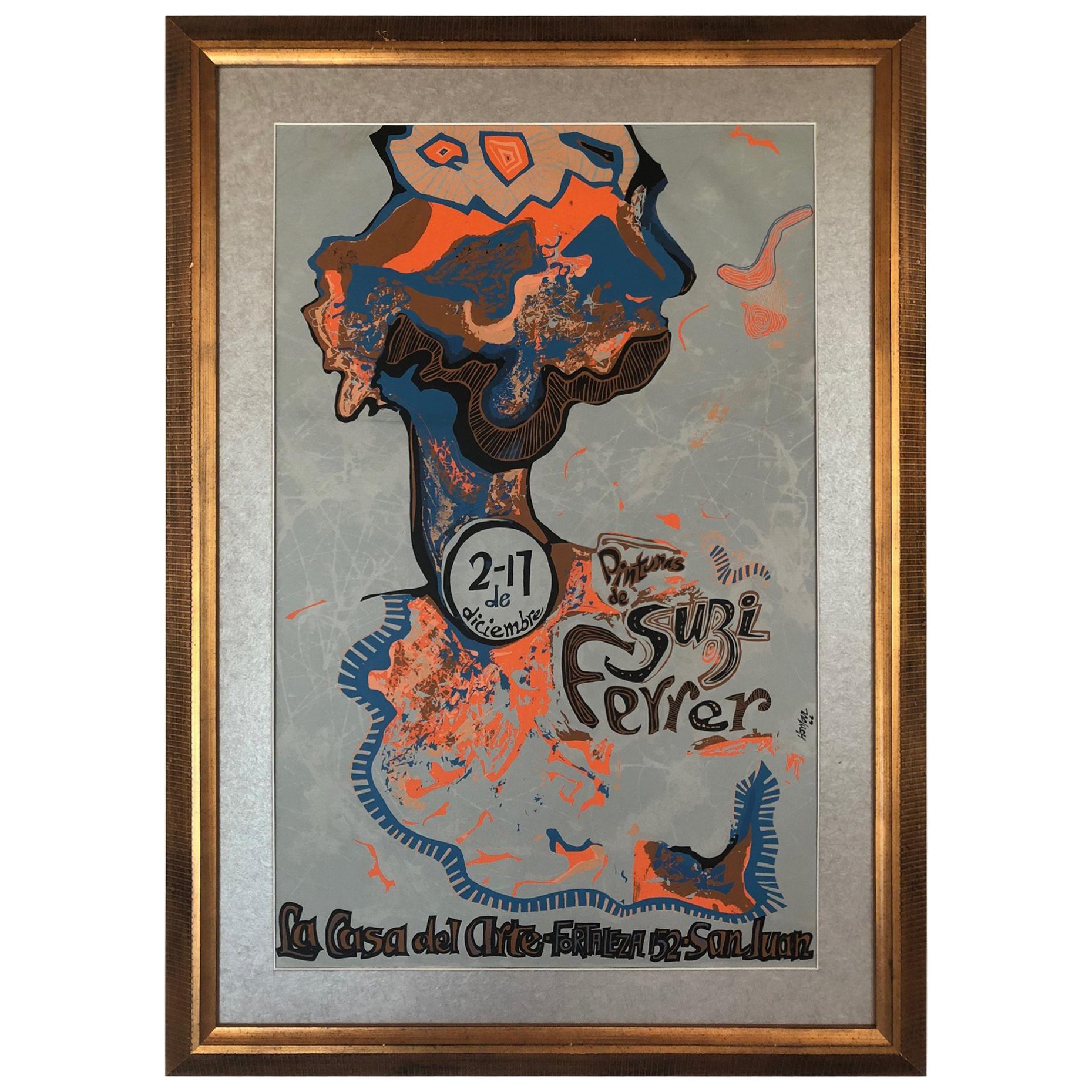 Suzi Ferrer Abstract Expressionist Silkscreen by Lorenzo Homov, 1966
