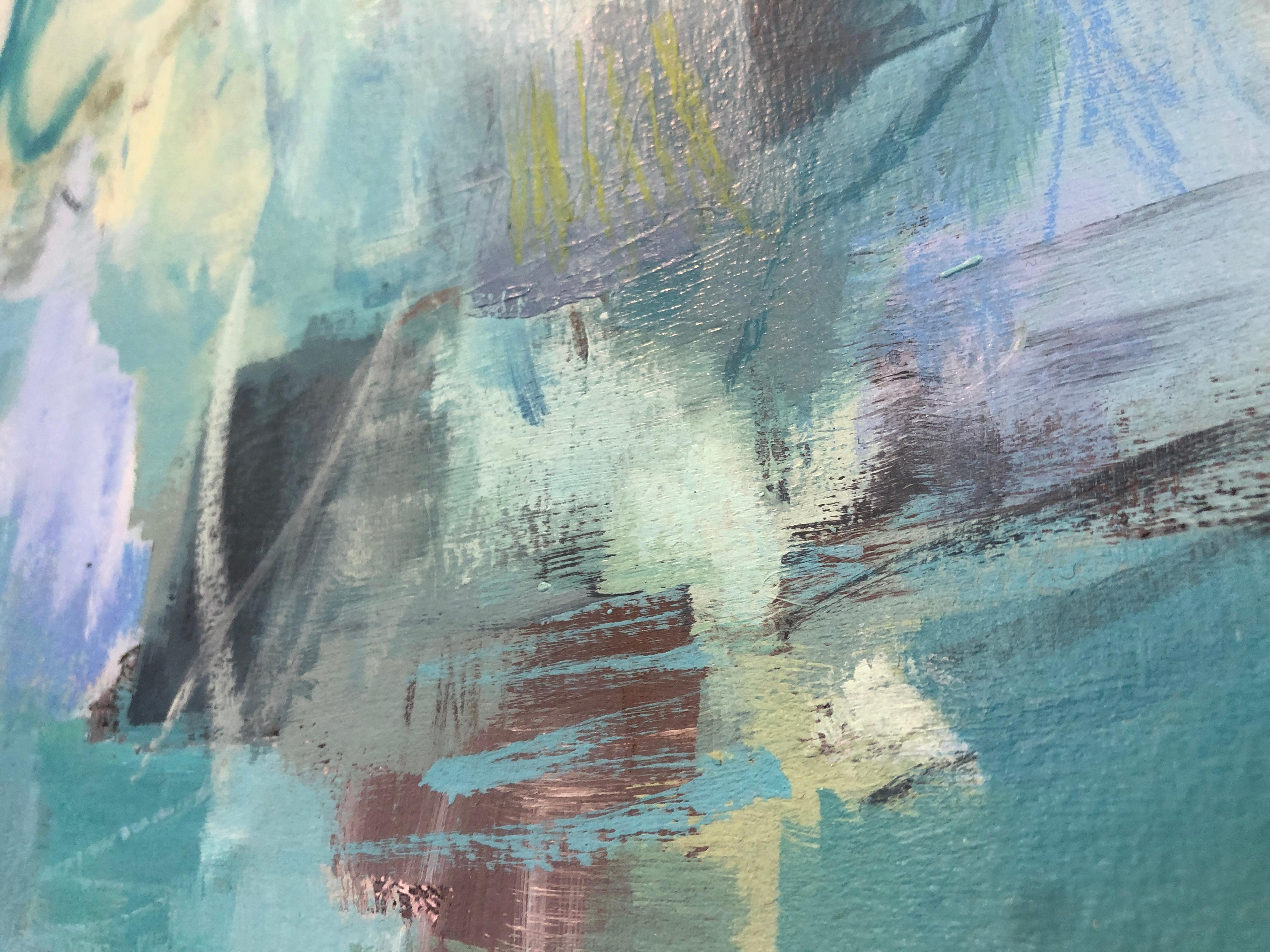 Pieds nus en juillet - Bleu Abstract Painting par Suzie Buchholz