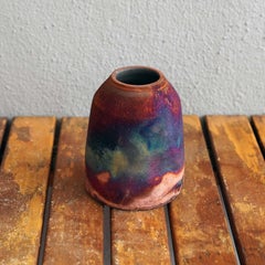Suzu Raku Pottery Vase - Full Copper Matte - Handmade Ceramic Home Decor Gift