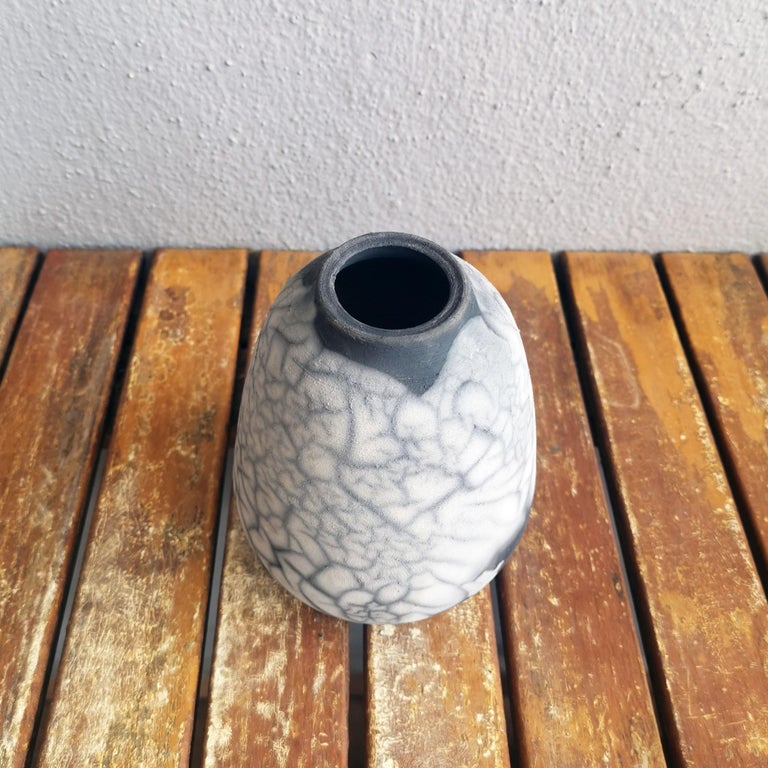 Suzu Raku Pottery Vase, Smoked Raku, Handmade Ceramic Home Decor Gift ...