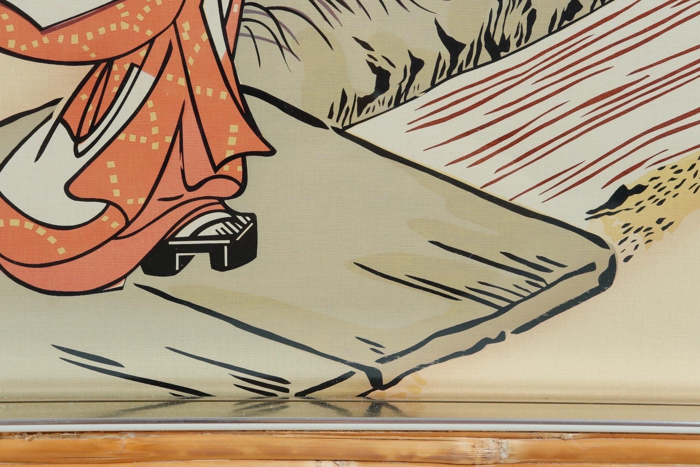 Suzuki Harunobu Framed Woodblock Print “Meeting Her Lover” For Sale 1